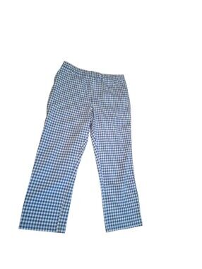 Susan Graver Weekend Blue Gingham Pants Ladies Medium Comfy Summer Travel